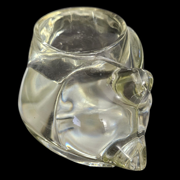 Avon Sleeping Cat Glass Votive Candle Holder Clear Figurine Vintage - Picture 2 of 7